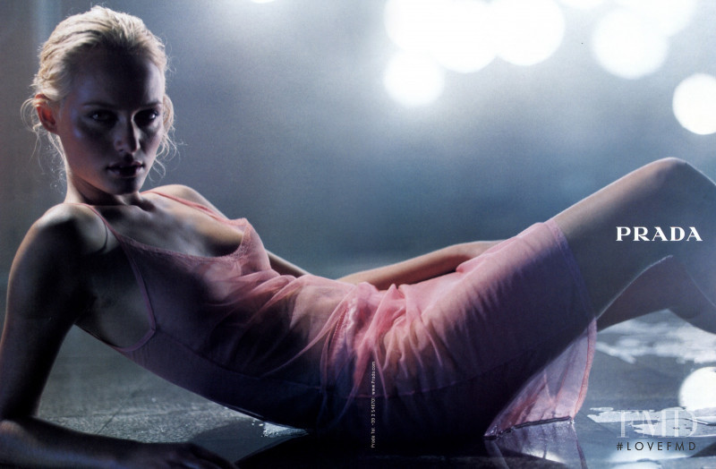 Amber Valletta featured in  the Prada advertisement for Spring/Summer 1998