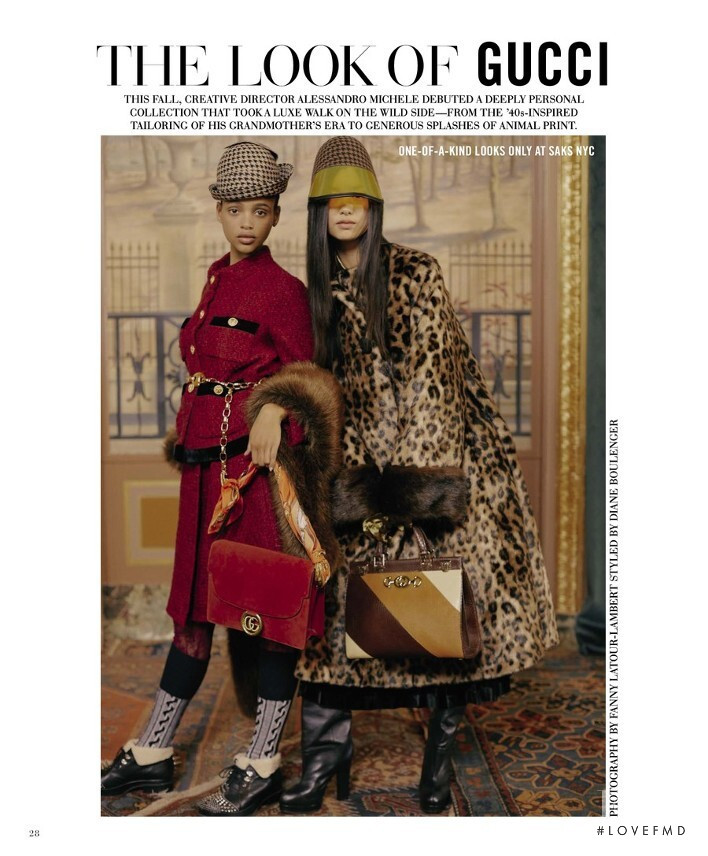 Aya Jones featured in  the Saks Fifth Avenue The Look of Gucci lookbook for Fall 2019