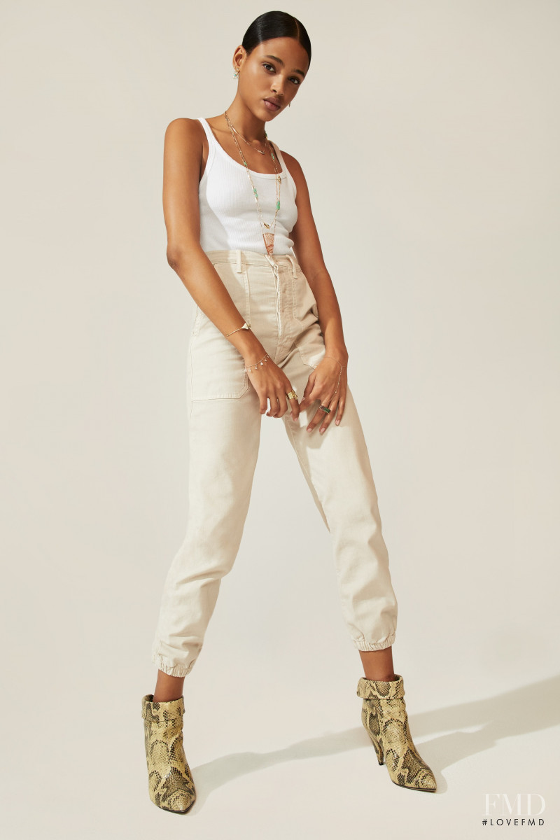 Aya Jones featured in  the Mother Denim lookbook for Pre-Fall 2020