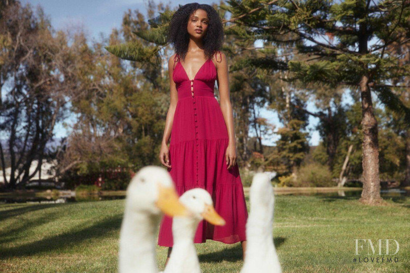 Aya Jones featured in  the Reformation Romance For One lookbook for Spring 2020