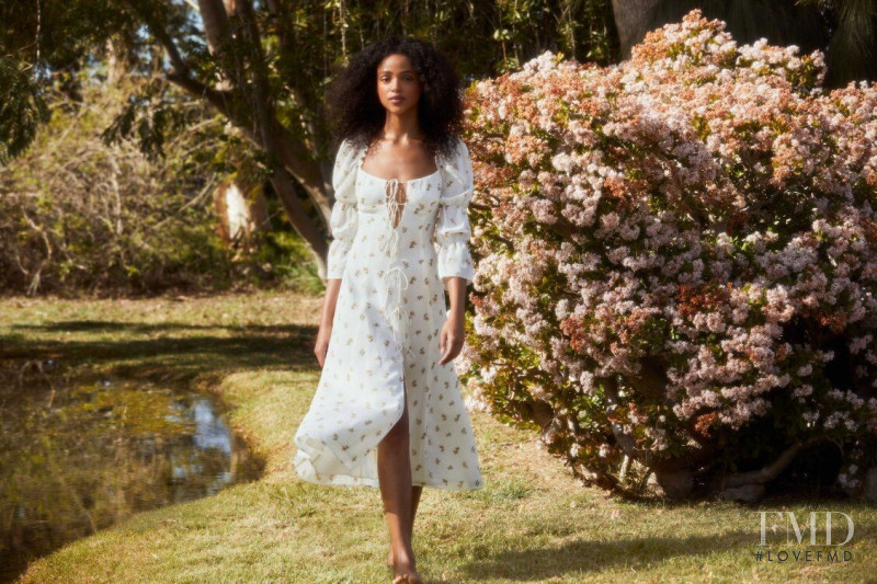 Aya Jones featured in  the Reformation Romance For One lookbook for Spring 2020