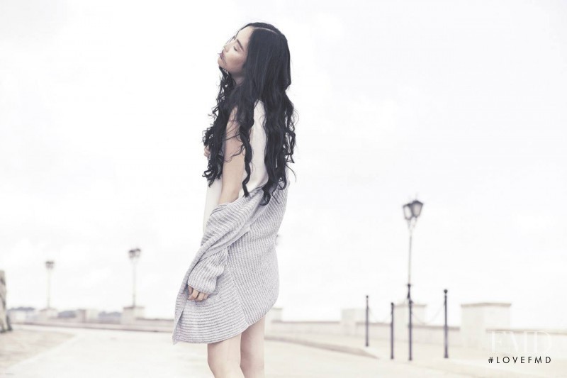 Jing Wen featured in  the Le Tricot Perugia advertisement for Spring/Summer 2014