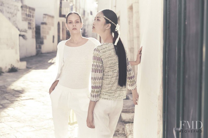 Jing Wen featured in  the Le Tricot Perugia advertisement for Spring/Summer 2014