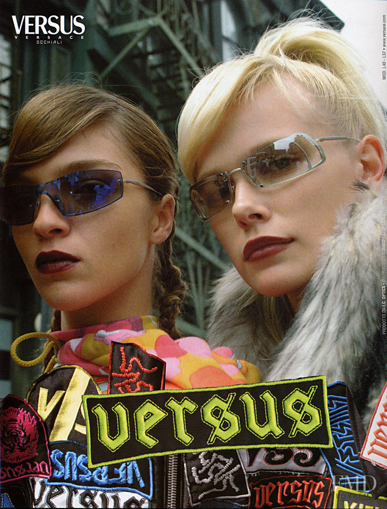 Mariacarla Boscono featured in  the Versus advertisement for Autumn/Winter 2002