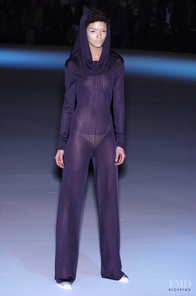 Mariacarla Boscono featured in  the Alexander McQueen fashion show for Autumn/Winter 2004