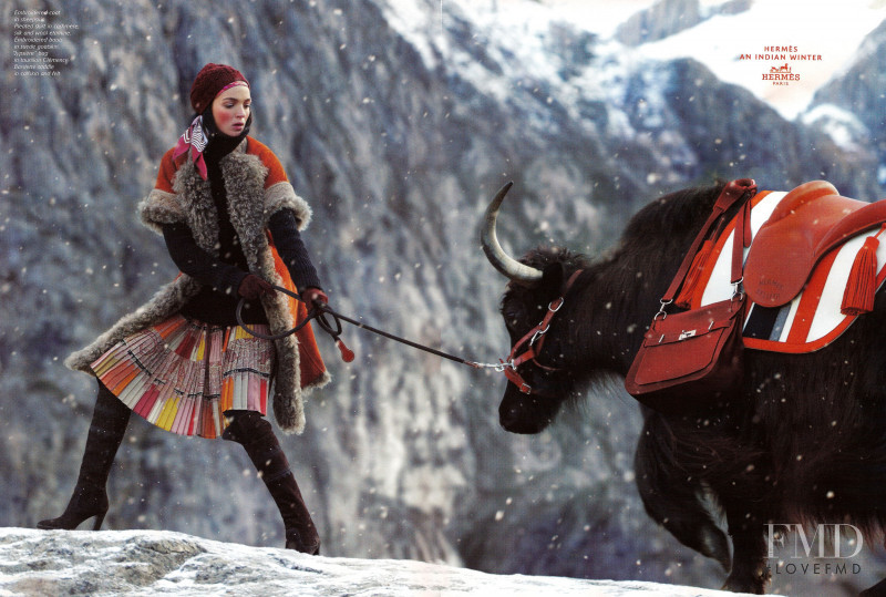 Mariacarla Boscono featured in  the Hermès advertisement for Autumn/Winter 2008