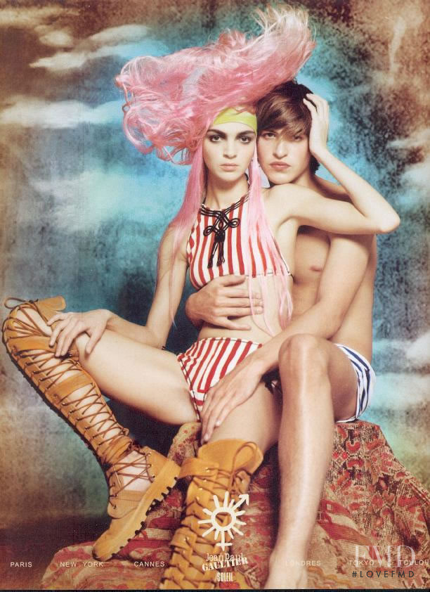Mariacarla Boscono featured in  the Jean-Paul Gaultier advertisement for Spring/Summer 2003