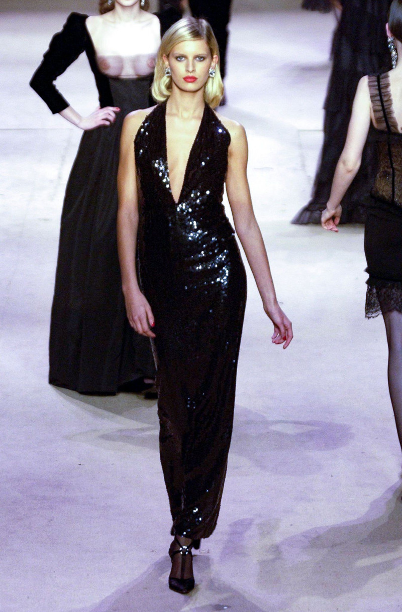 Karolina Kurkova featured in  the Saint Laurent fashion show for Spring/Summer 2002