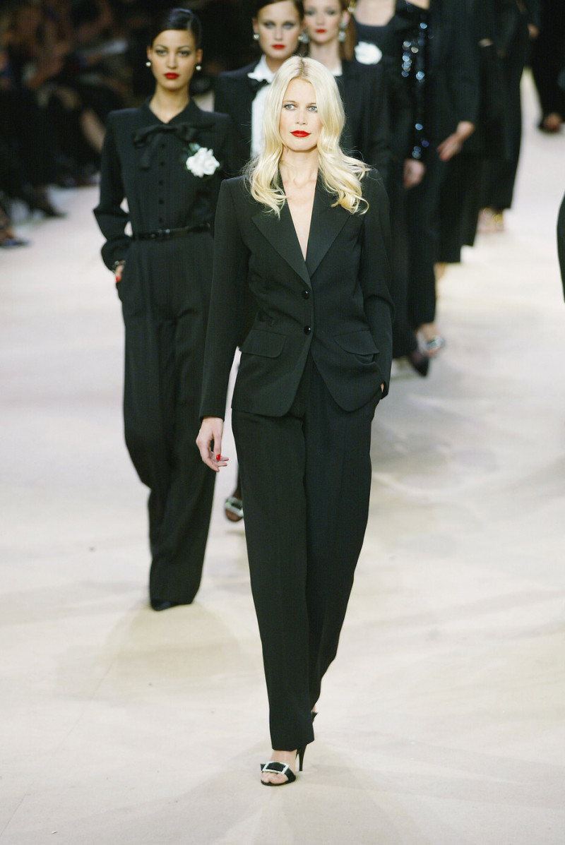Claudia Schiffer featured in  the Saint Laurent fashion show for Spring/Summer 2002
