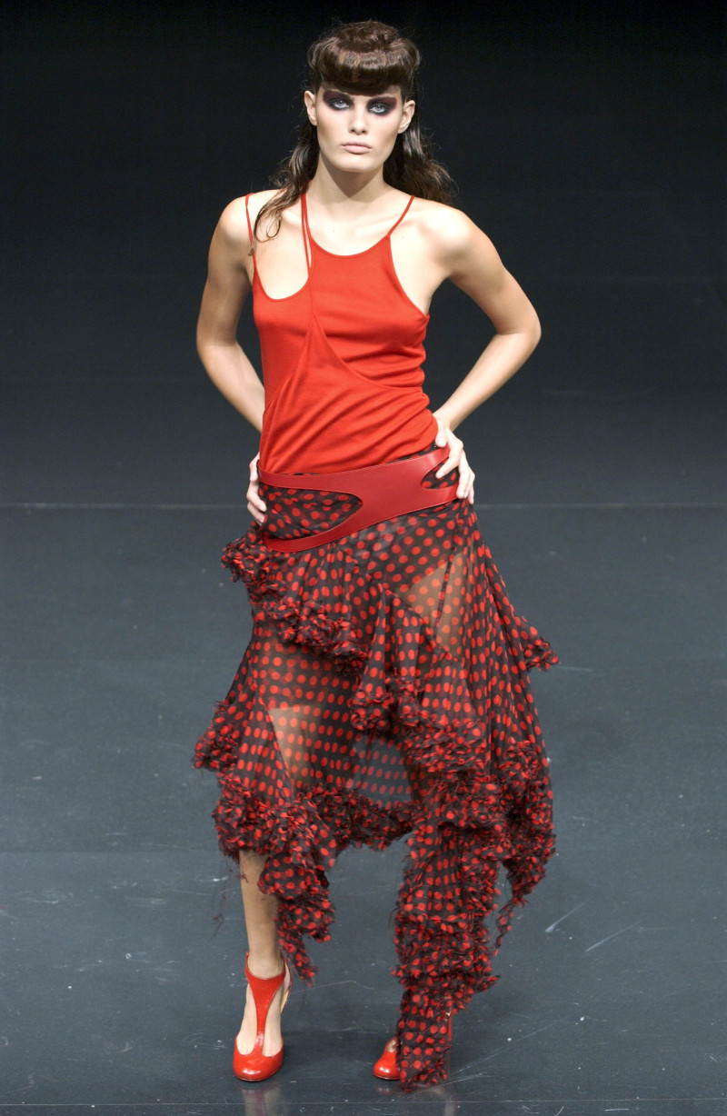 Isabeli Fontana featured in  the Alexander McQueen fashion show for Spring/Summer 2002