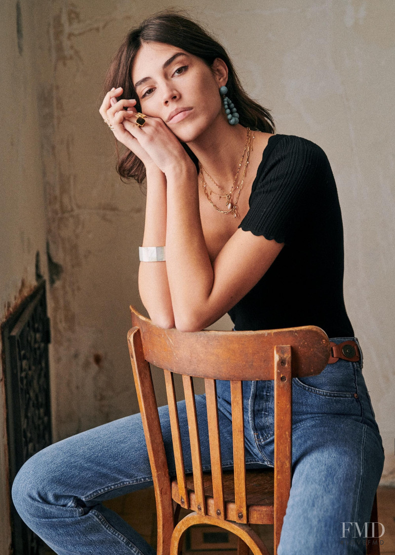 Mariacarla Boscono featured in  the Sézane lookbook for Spring 2020