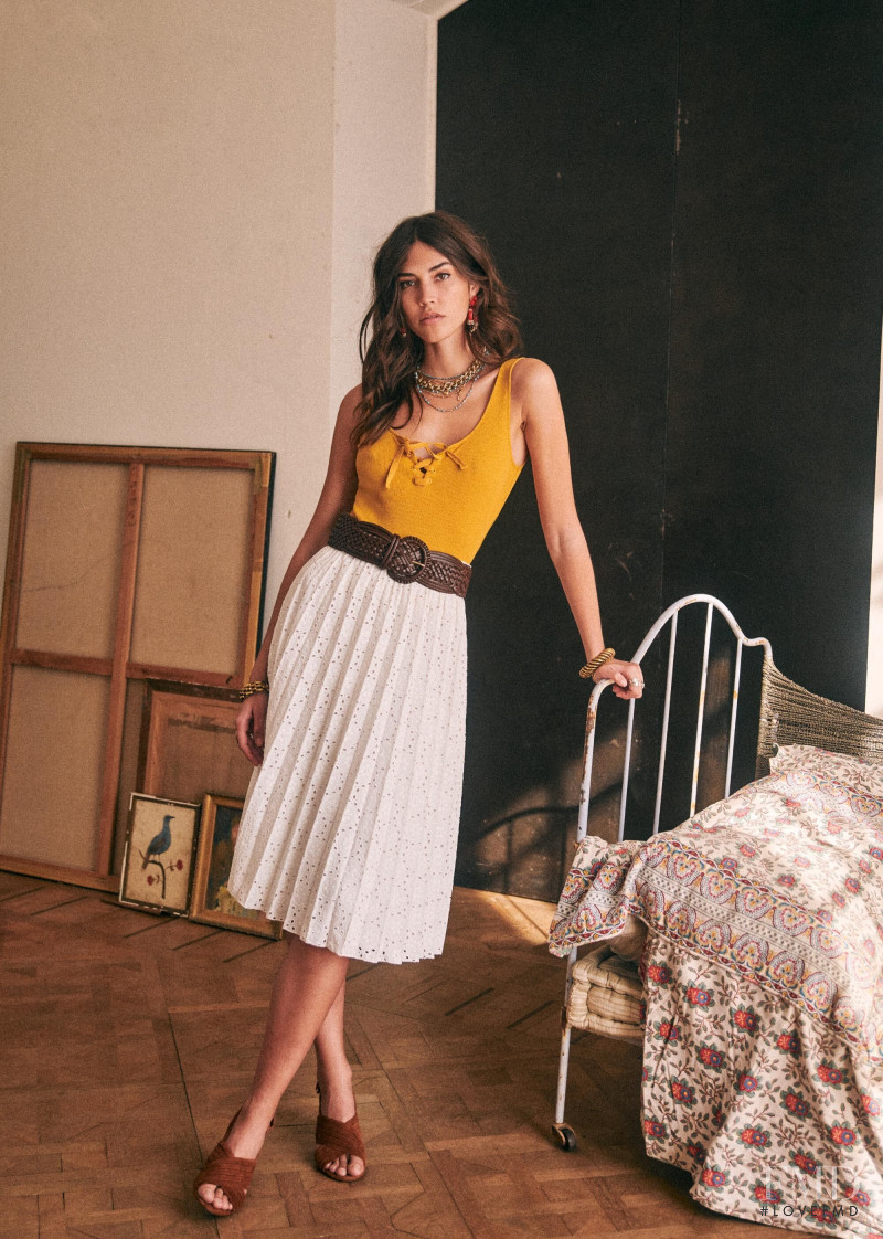 Mariacarla Boscono featured in  the Sézane lookbook for Spring 2020