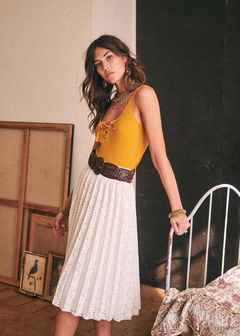 Mariacarla Boscono featured in  the Sézane lookbook for Spring 2020