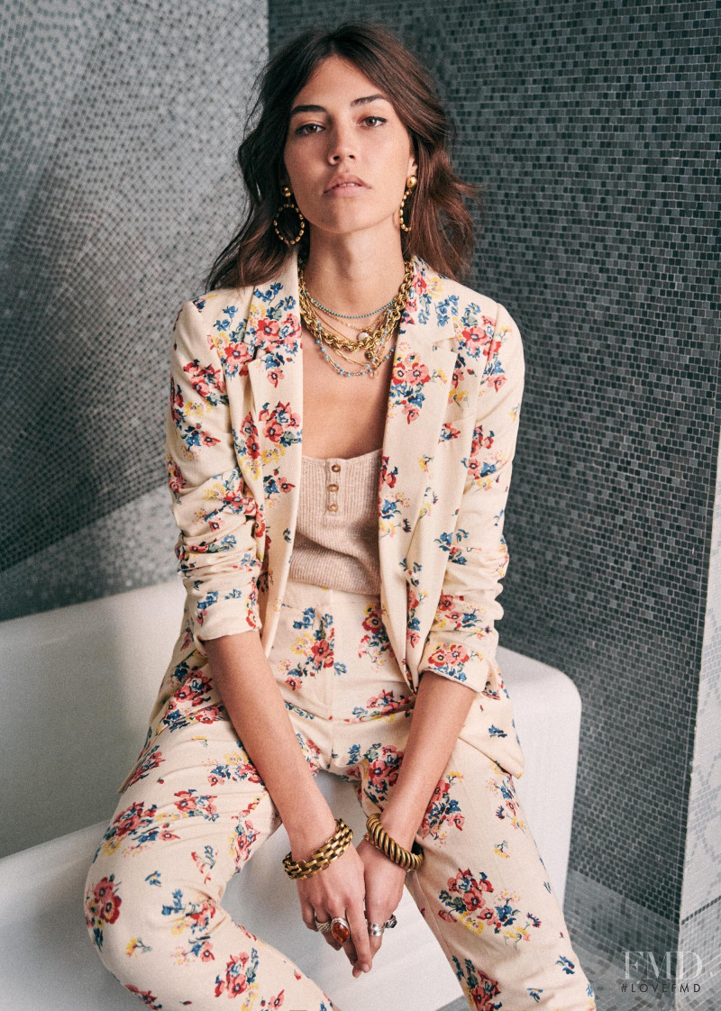 Mariacarla Boscono featured in  the Sézane lookbook for Spring 2020