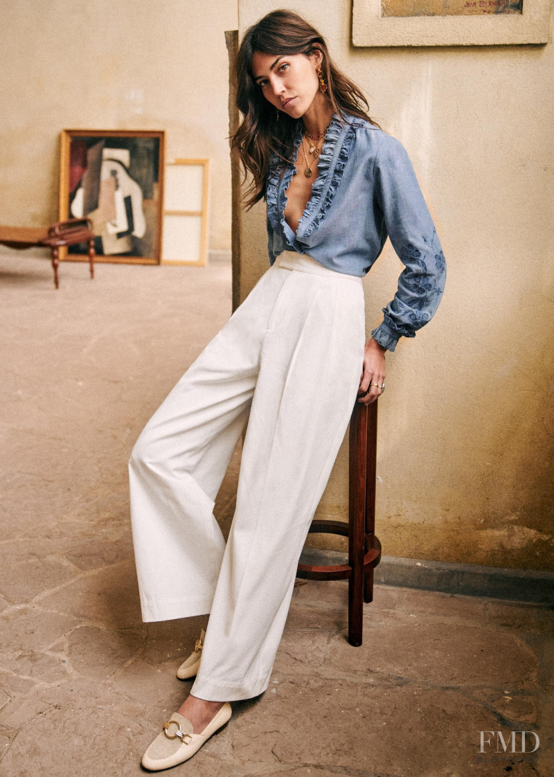 Mariacarla Boscono featured in  the Sézane lookbook for Spring 2020