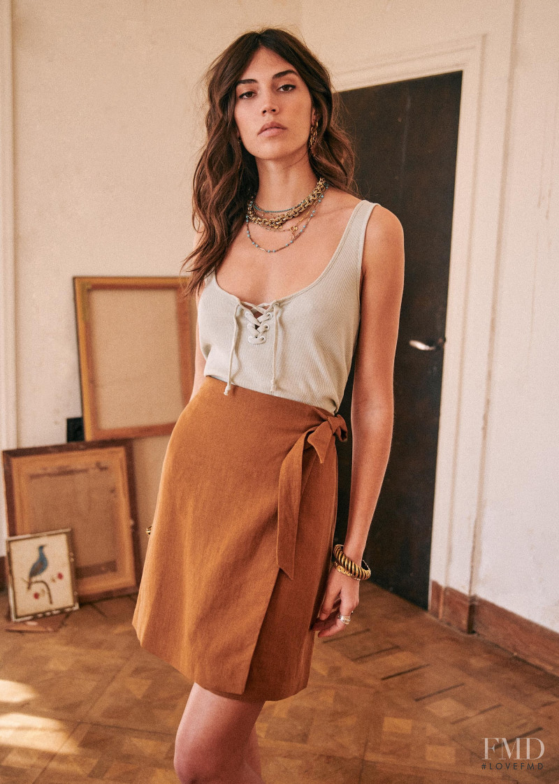 Mariacarla Boscono featured in  the Sézane lookbook for Spring 2020