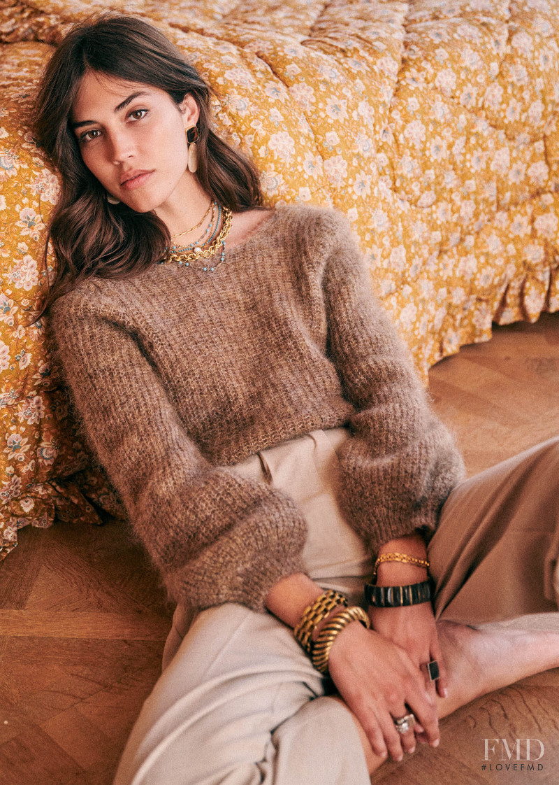 Mariacarla Boscono featured in  the Sézane lookbook for Spring 2020