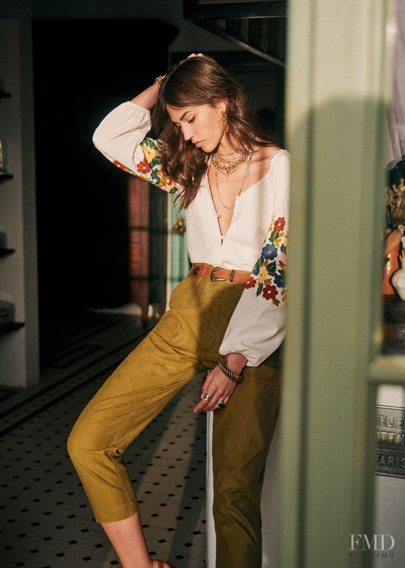 Mariacarla Boscono featured in  the Sézane lookbook for Spring 2020