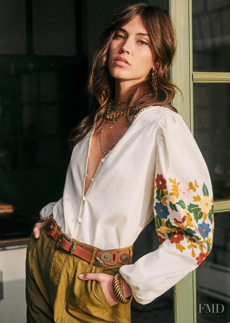 Mariacarla Boscono featured in  the Sézane lookbook for Spring 2020