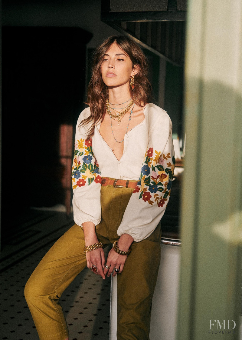 Mariacarla Boscono featured in  the Sézane lookbook for Spring 2020