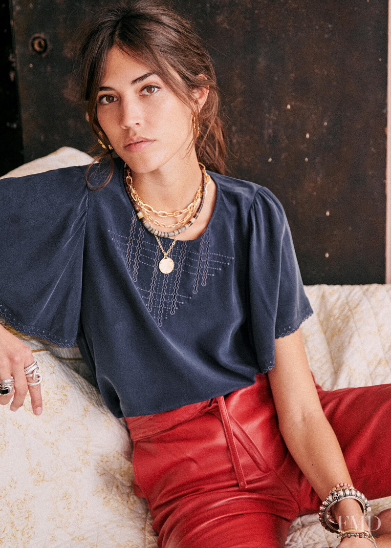 Mariacarla Boscono featured in  the Sézane lookbook for Spring 2020