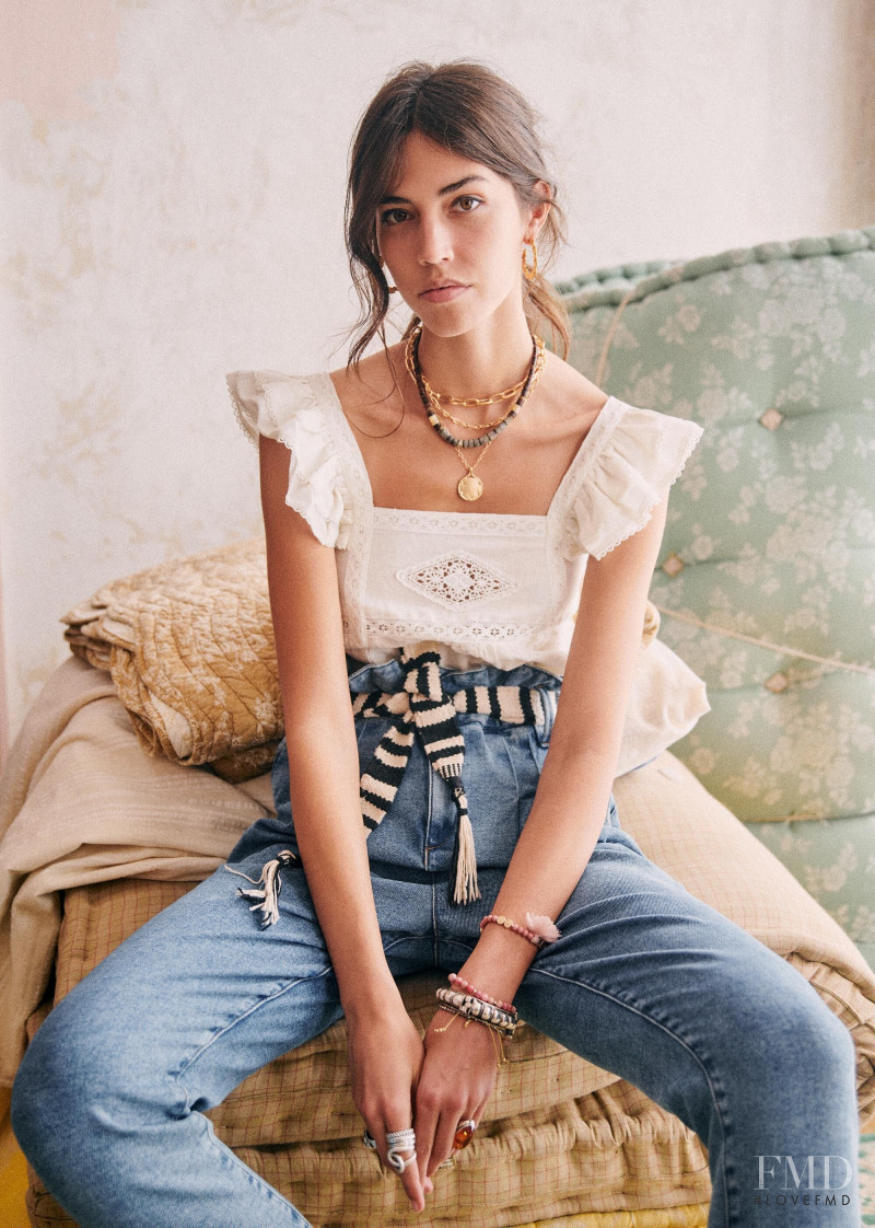 Mariacarla Boscono featured in  the Sézane lookbook for Spring 2020