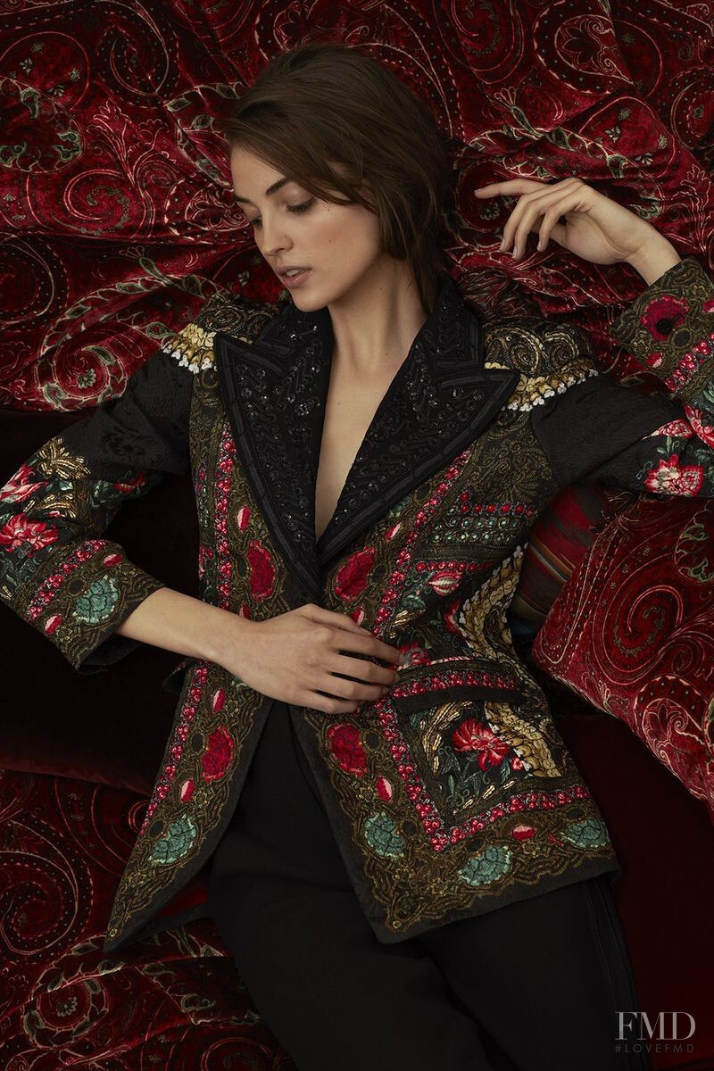 Camille Hurel featured in  the Etro lookbook for Autumn/Winter 2019