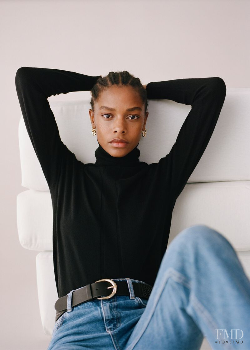 Karly Loyce featured in  the Mango Best Basics lookbook for Spring 2020