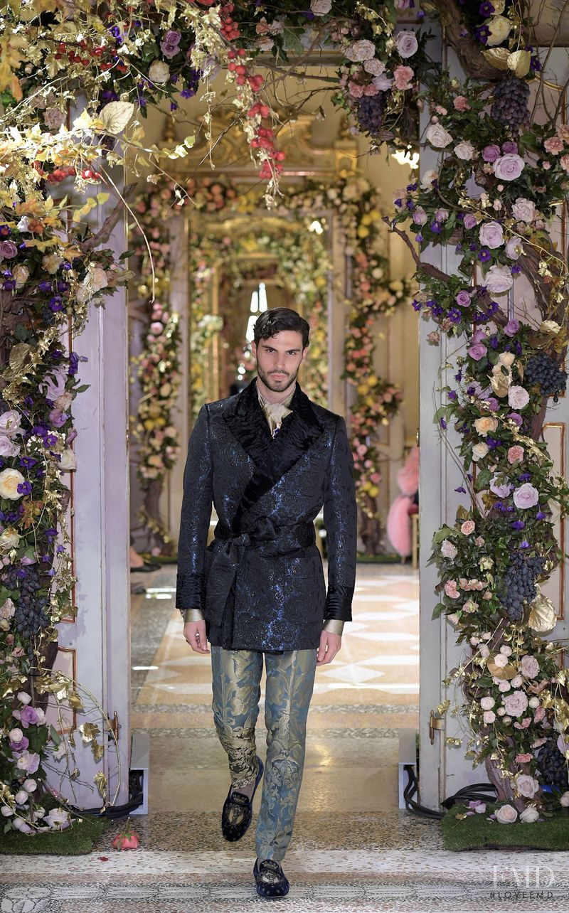 Alessio Petrazzuoli featured in  the Dolce & Gabbana Alta Moda fashion show for Autumn/Winter 2019
