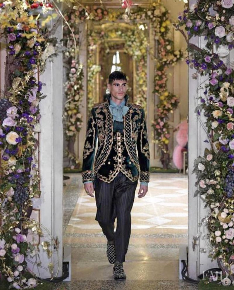 Stefano Berretti featured in  the Dolce & Gabbana Alta Moda fashion show for Autumn/Winter 2019
