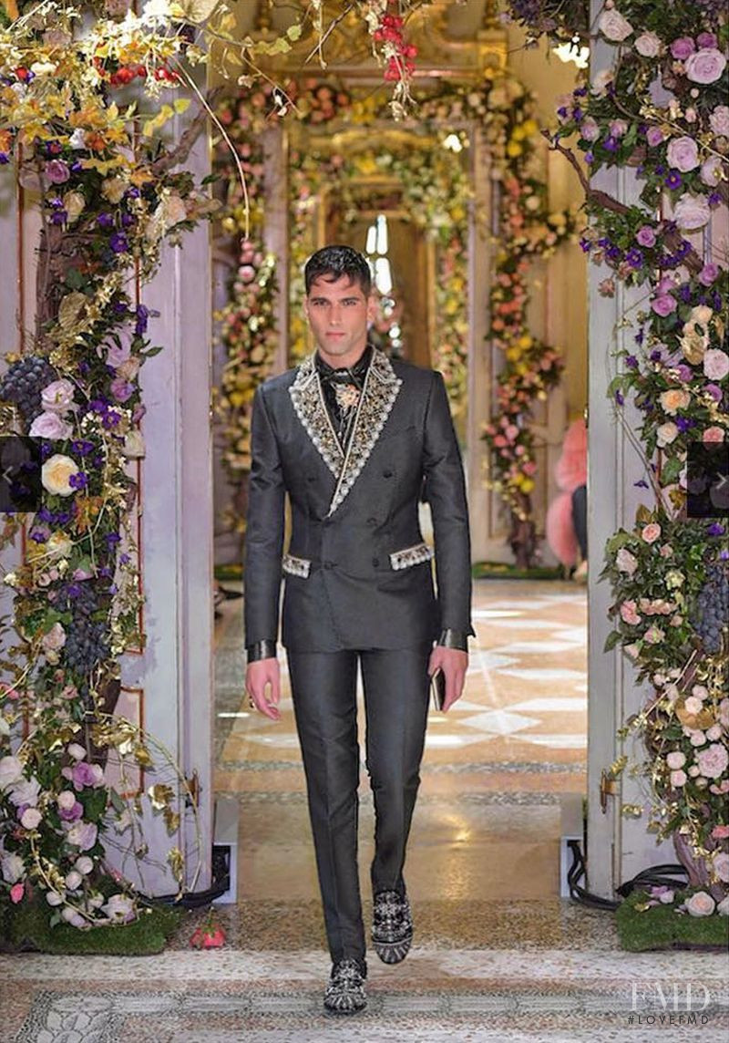 Fabio Mancini featured in  the Dolce & Gabbana Alta Moda fashion show for Autumn/Winter 2019