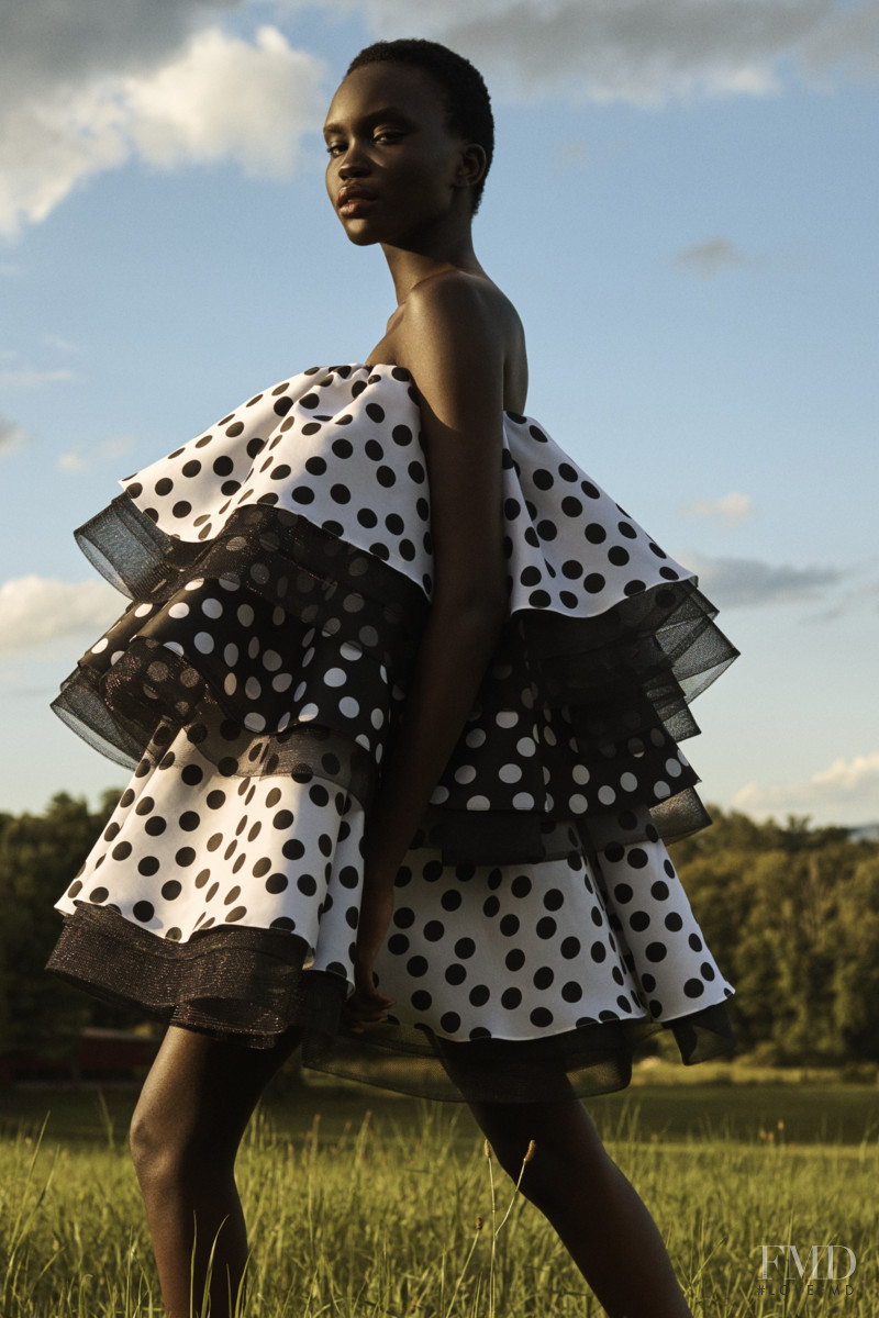 Achenrin Madit featured in  the Carolina Herrera lookbook for Resort 2021