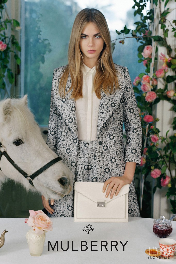 Cara Delevingne featured in  the Mulberry advertisement for Spring/Summer 2014