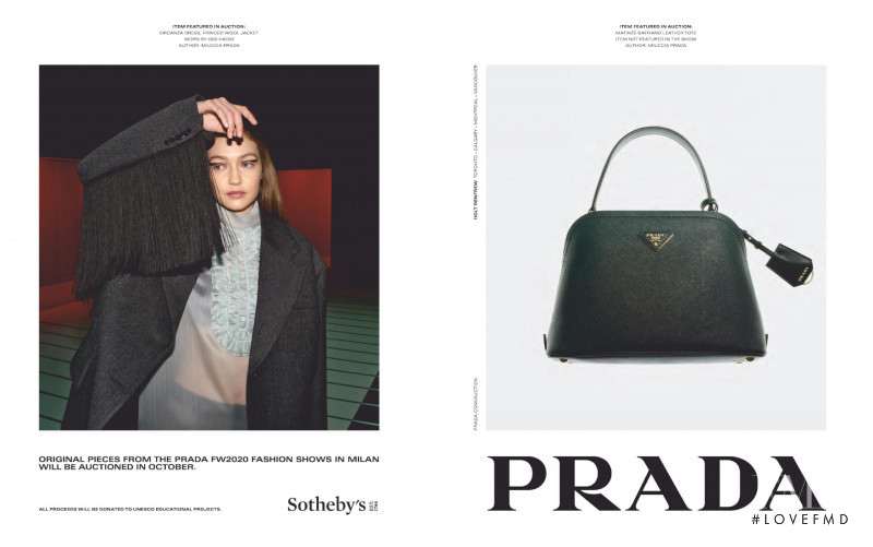 Gigi Hadid featured in  the Prada advertisement for Autumn/Winter 2020