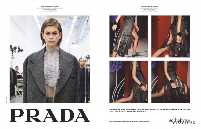Kaia Gerber featured in  the Prada advertisement for Autumn/Winter 2020