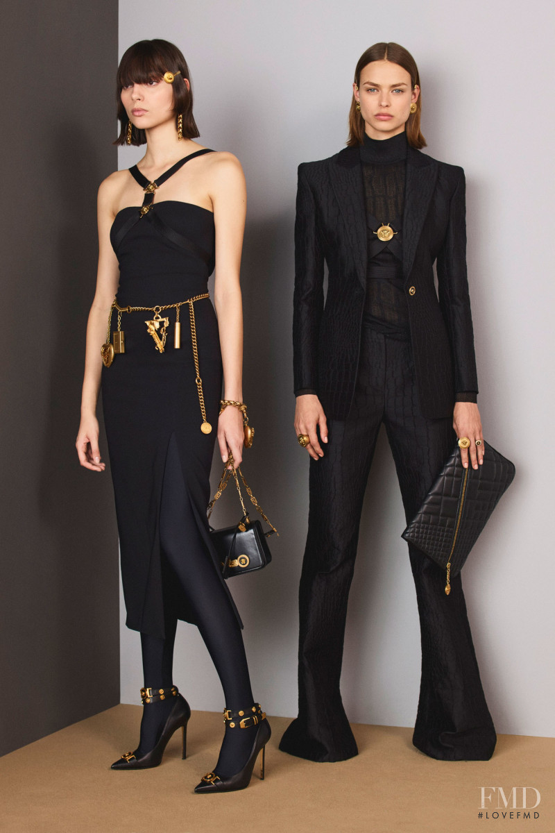 Birgit Kos featured in  the Versace lookbook for Pre-Fall 2018