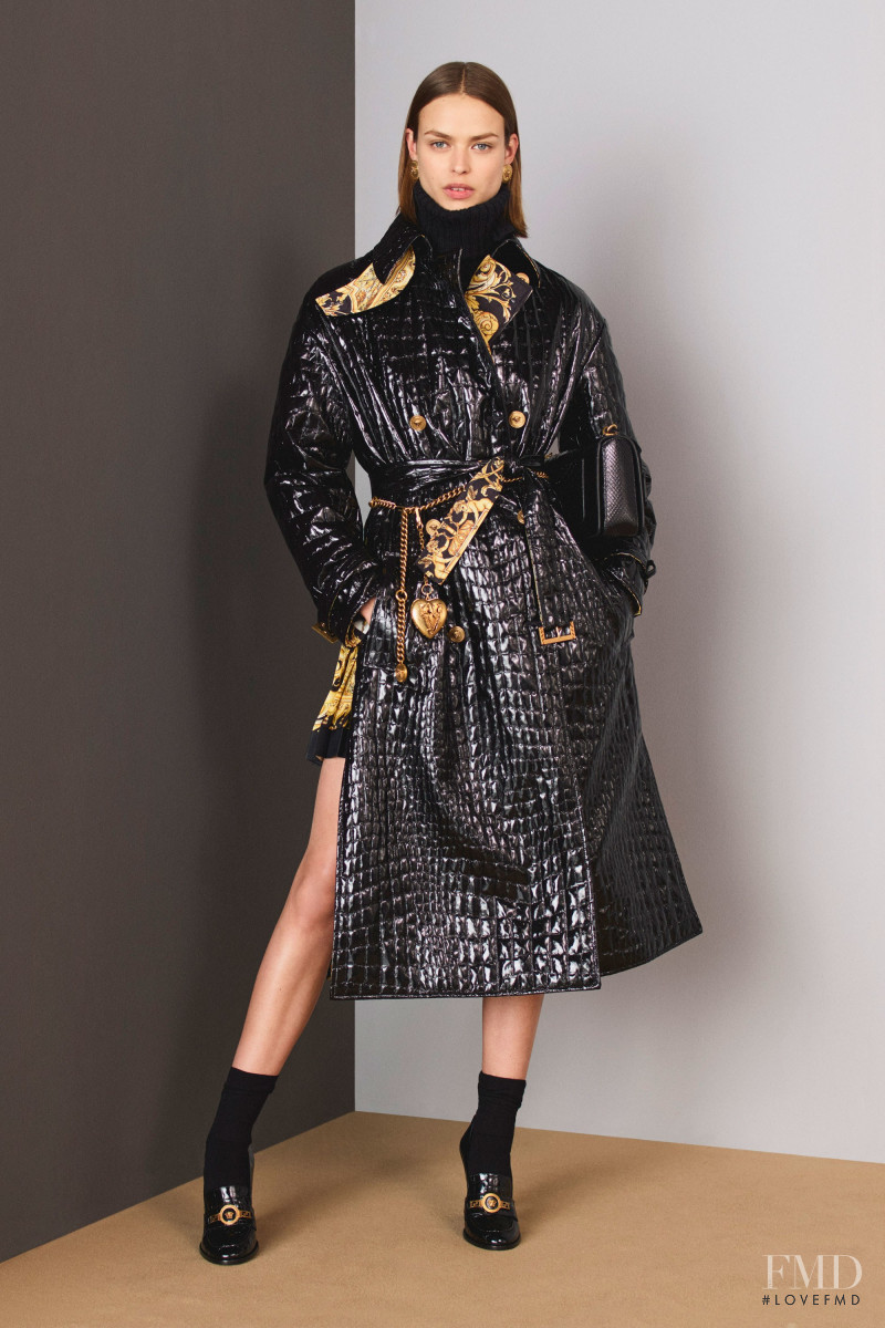 Birgit Kos featured in  the Versace lookbook for Pre-Fall 2018
