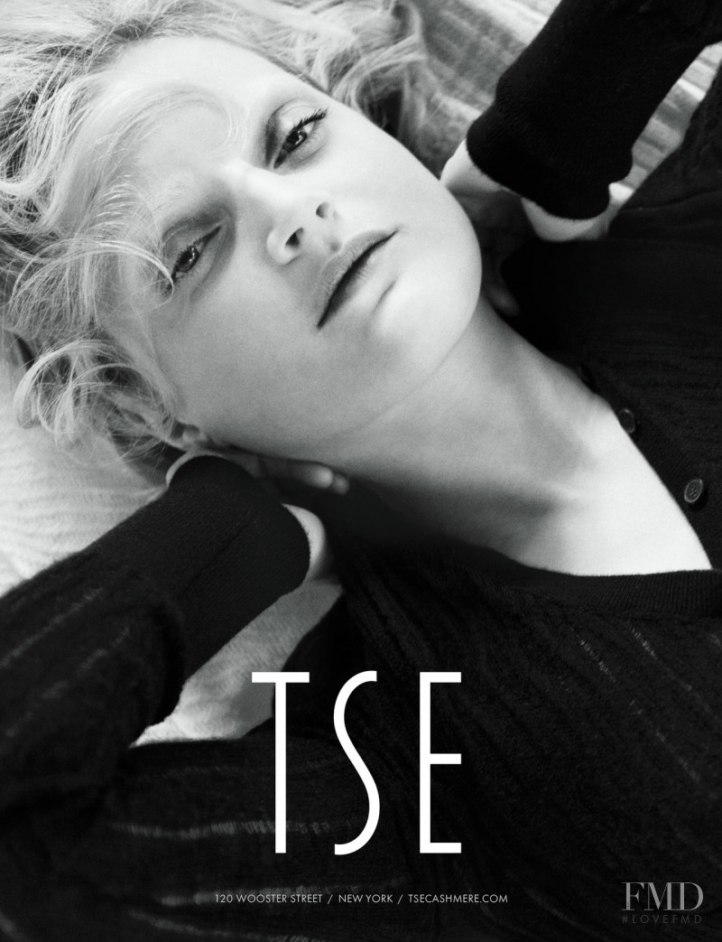 Guinevere van Seenus featured in  the TSE advertisement for Autumn/Winter 2012