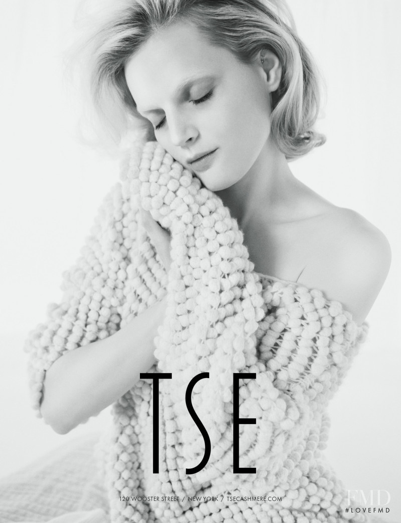 Guinevere van Seenus featured in  the TSE advertisement for Autumn/Winter 2012