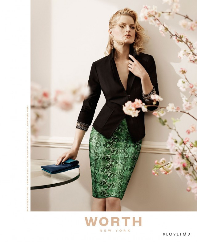 Guinevere van Seenus featured in  the Worth New York advertisement for Spring/Summer 2014
