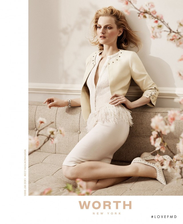 Guinevere van Seenus featured in  the Worth New York advertisement for Spring/Summer 2014