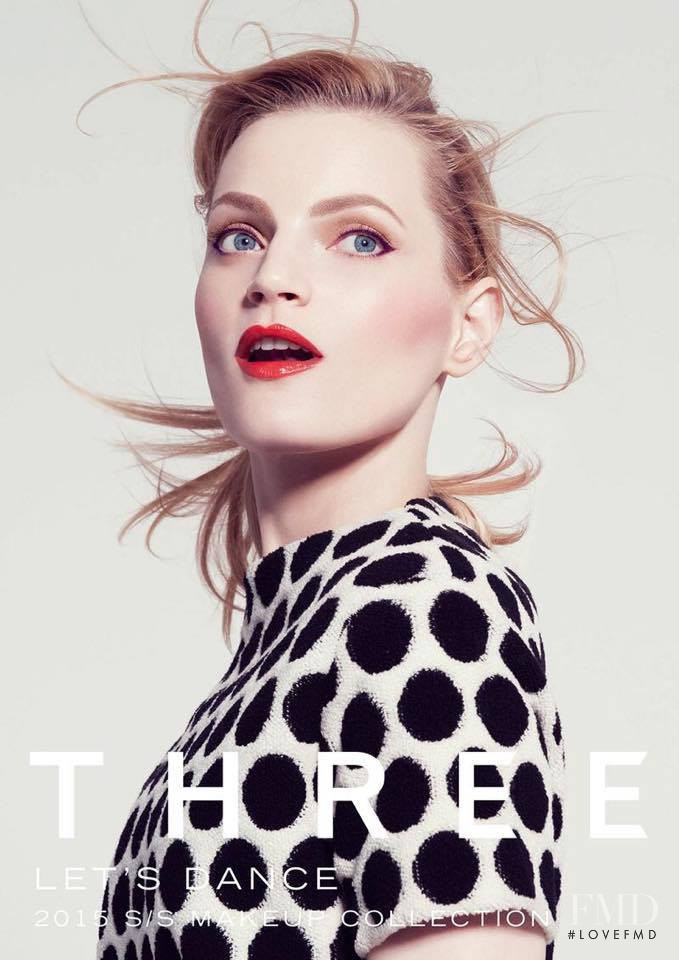 Guinevere van Seenus featured in  the Three Cosmetics advertisement for Holiday 2013