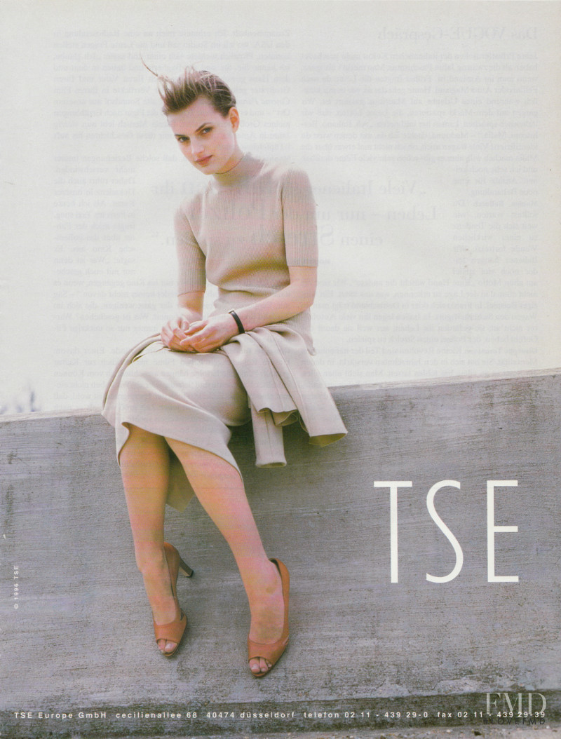 Guinevere van Seenus featured in  the TSE advertisement for Spring/Summer 1996