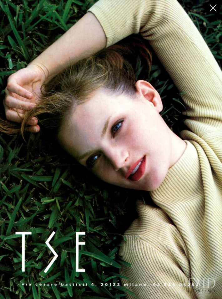 Guinevere van Seenus featured in  the TSE advertisement for Spring/Summer 1996