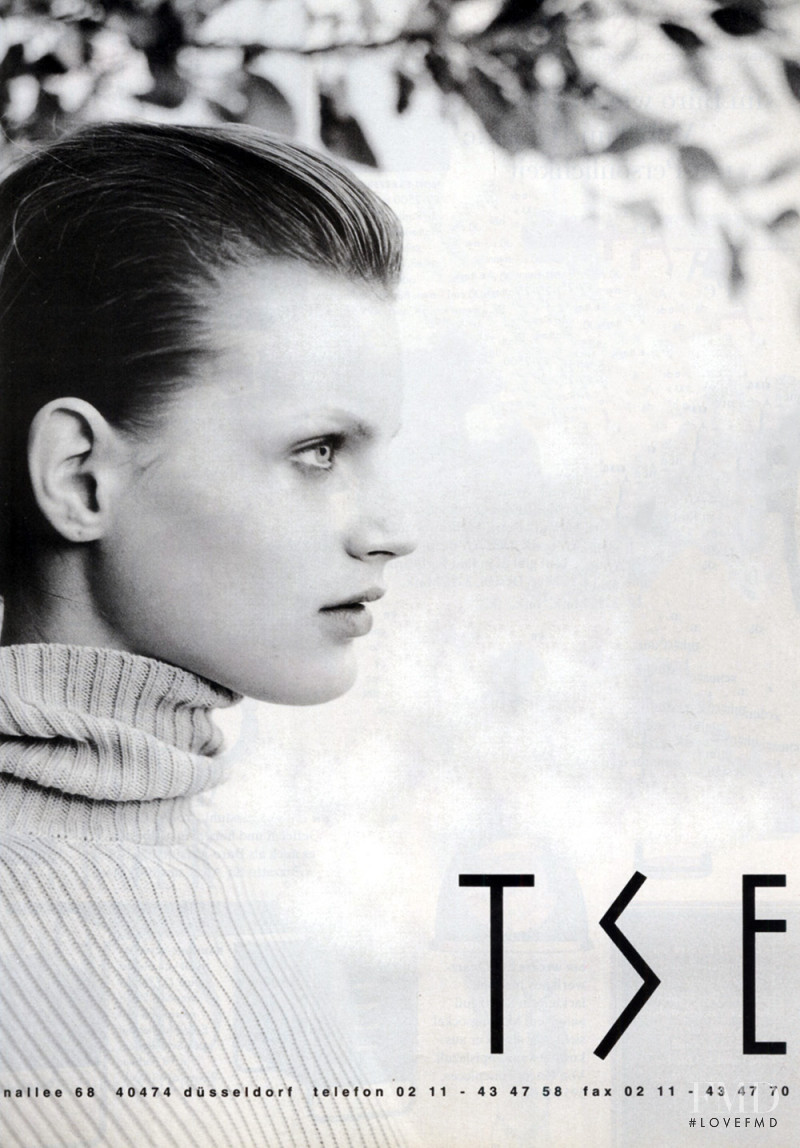 Guinevere van Seenus featured in  the TSE advertisement for Spring/Summer 1996