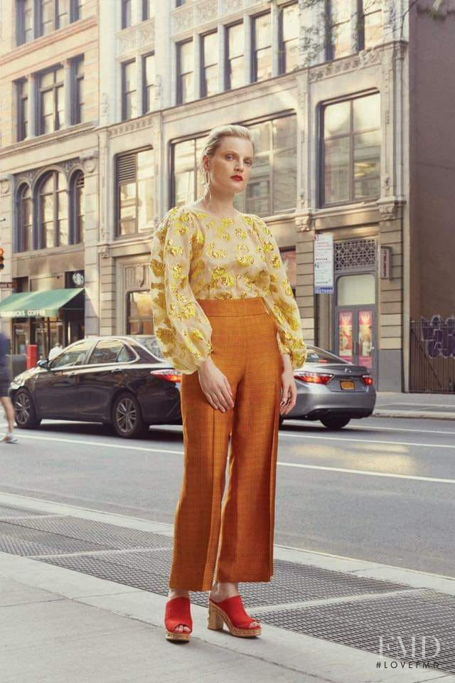 Guinevere van Seenus featured in  the Rachel Comey lookbook for Spring/Summer 2019