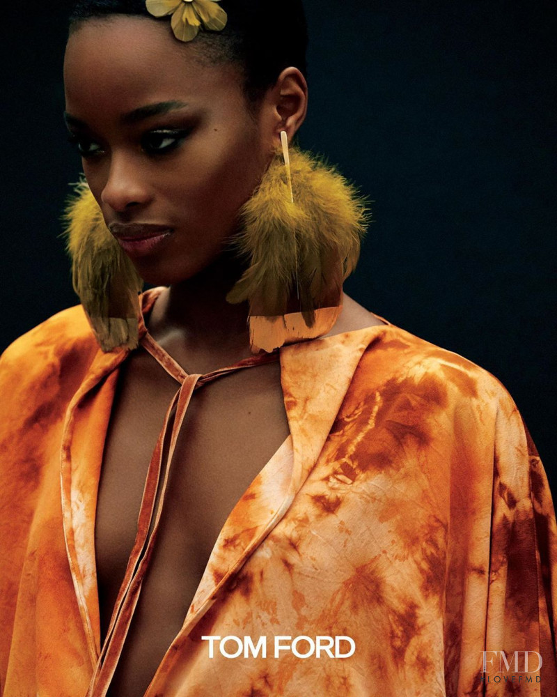Mayowa Nicholas featured in  the Tom Ford advertisement for Autumn/Winter 2020