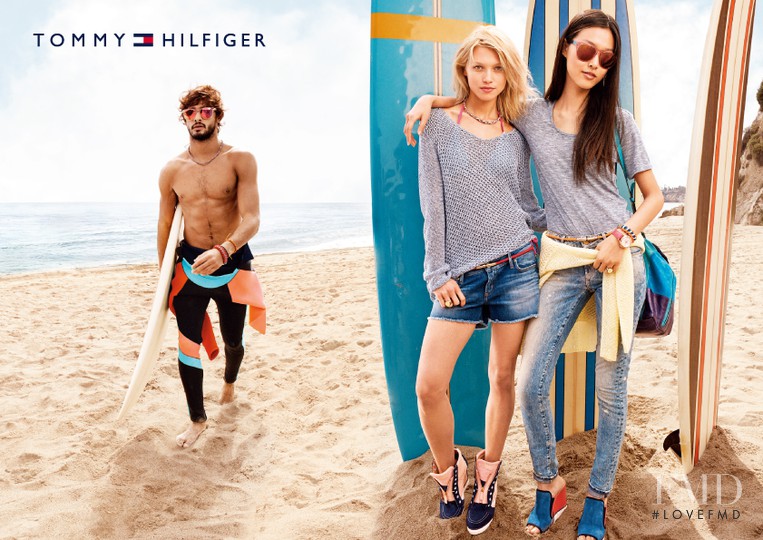 Tian Yi featured in  the Tommy Hilfiger advertisement for Spring/Summer 2014