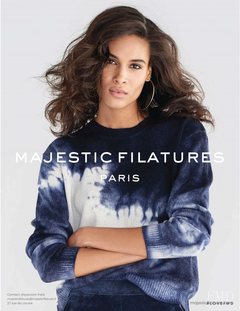 Cindy Bruna featured in  the Majestic Filatures advertisement for Autumn/Winter 2020