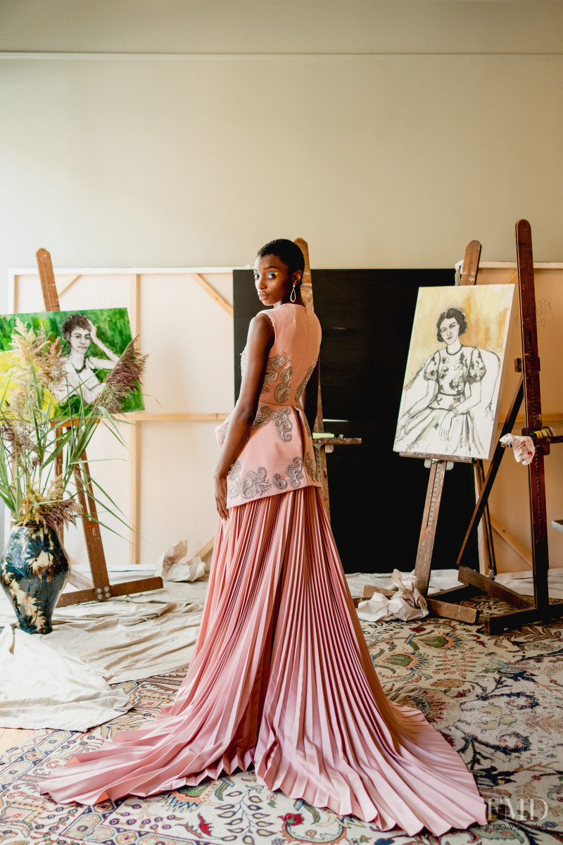 Michelle Enoch featured in  the Bibhu Mohapatra lookbook for Spring/Summer 2021